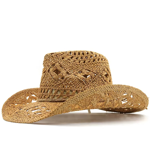 Chapeau de cowboy vintage unisexe à large bord, classique, ajouré et frisé, idéal pour la pêche, l'escalade et les activités de plein air pour hommes et femmes - Product Image 3