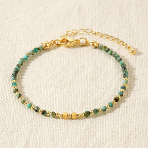 กำไลข้อมือดีไซน์ใหม่สวยหรูหราประดับด้วยหินธรรมชาติ แฟชั่นกำไลประดับด้วยหินกึ่งมีค่าและลูกปัดทองสำหรับผู้หญิง - Product Image 3