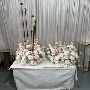 Centro de Mesa de Flores Artificiales Blancas y Rosas de Alta Calidad GreenLife de 60 cm para Decoración de Mesa de Comedor y Banquetes - Product Image 1