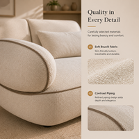 Canapé sectionnel moderne en tissu crème écologique avec rembourrage en éponge, avec chaise longue et accoudoirs, pour salon, appartement et hôtel