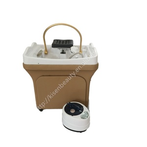 Kisen Bac à shampoing économique avec pommeau de douche cascade en option, lavabo de spa capillaire en cuir personnalisé, cuvette de salon nécessitant une installation de plomberie - Product Image 2