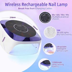 Large Space UV LED <strong>Nail</strong> Lamp Rechargeable <strong>Nail</strong> Dryer With Smart Sensor Professional UV Lamp for <strong>Nails</strong> Manicure Pedicure Lamp - Product Image 2