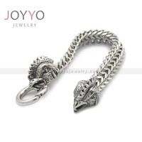 Bracelet Gothique Punk à Double Tête en Acier Inoxydable pour Homme Forme Animale Chien Renard Cochon Coq