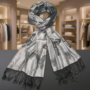 Adult Butterfly Pattern Silk Long Reversible Women's <b>Scarf</b> All Seasons Daily Wear Windproof Lightweight Breathable - Product Image 2