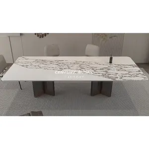 Centurymosaic nuovo Design rettangolo lucido bianco Thassos marmo mosaico tavolo da pranzo