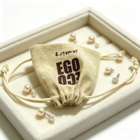 Sac à cordon en coton et lin écologique promotionnel pour petits bijoux avec logo personnalisé