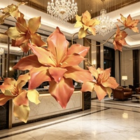 Décoration de plafond pour mariage avec fleur géante orange dégradée suspendue, grande installation florale en mousse pour fête et vitrine