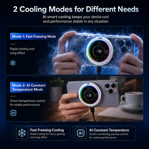 พัดลมระบายความร้อนโทรศัพท์มือถือ MEMO CX17 ระดับ E-sports พร้อมไฟ RGB ปรับเปลี่ยนสีได้ ระบบควบคุมอุณหภูมิอัจฉริยะ AI สำหรับเล่นเกมบนมือถือ - Product Image 4