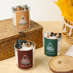 AIKUN Bougies parfumées de Noël personnalisées en verre de luxe avec fleurs séchées, cire de soja à la vanille et huiles essentielles, marque privée - Product Image 2