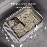 Bac à litière pour chat extra large en acier inoxydable Design ouvert Bord surélevé Plateau de sable anti-éclaboussures Caca Toilette Accessoire pour chat Facile à nettoyer