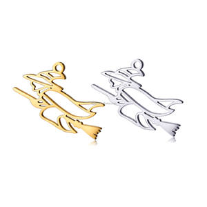 Colgante <span class=keywords><strong>de</strong></span> Bruja Estética en Escoba <span class=keywords><strong>de</strong></span> Acero Inoxidable, Disco <span class=keywords><strong>de</strong></span> Brujería Cortado con Láser para Joyería Gótica DIY <span class=keywords><strong>de</strong></span> Halloween - Product Image 3