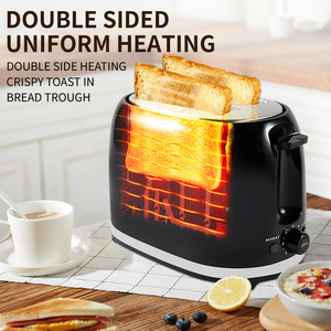 Automatic Pop Up <b>Toaster</b> 2 Slices Black Mechanical Timer Electric Bread Maker For Breakfast Kitchen Use - Product Image 2