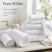 Lot de serviettes d'hôtel cinq étoiles en coton blanc 100 % à séchage rapide pour visage, mains et bain, idéal pour les suites de villégiature