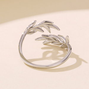 Classic <b>Silver</b> Plated Leaf <b>Ring</b> Unisex Daily Wear Gift Jewelry Plant Pattern Fashion <b>Rings</b> - Product Image 2