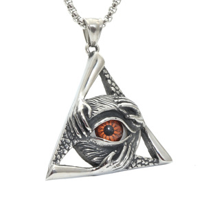 Collier pendentif Sharingan en acier inoxydable, forme pyramide, bijoux de mode unisexe, cadeau - Product Image 1