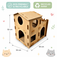 Großer Wellpappe-Kratzbaum im Käsedesign, Katzenhaus mit Doppelschicht, Rutschfester Katzen-Unterschlupf, Großhandel für Innen-Katzenmöbel