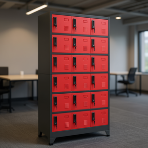Armario Metálico Grande Color Antracita y Rojo para Almacenamiento, Modelo D0100HXNUSX - Product Image 2