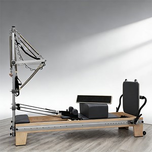 Reformer Pilates en chêne professionnel pour studio de yoga, avec demi-tourneuse, machine de renforcement musculaire réglable pour usage domestique - Product Image 3