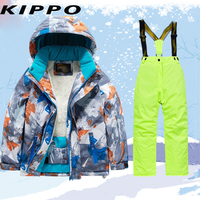 Ensemble 2 pièces veste de ski imperméable pantalon pour garçons combinaison de neige chaude à capuche pour enfants vêtements d'hiver pour enfants