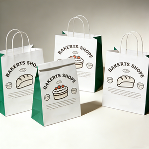 Bolsas de Papel Kraft Blancas y Marrones para Panadería con Logotipo, Bolsa Personalizada para Comida, Hamburguesas y Aperitivos, Bolsa para Llevar con Asas para Pastelería y Cafetería - Product Image 4