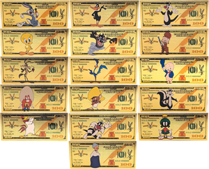 16 Modelos <span class=keywords><strong>de</strong></span> Billetes <span class=keywords><strong>de</strong></span> Plástico con Lámina Dorada <span class=keywords><strong>de</strong></span> Bugs Bunny del Anime Estadounidense, <span class=keywords><strong>Tarjeta</strong></span> Dorada <span class=keywords><strong>de</strong></span> Looney <span class=keywords><strong>Tunes</strong></span> - Product Image 1