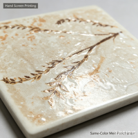 Carrelage mural en céramique moderne ACCENTS motif botanique 100x100mm, imprimé à la main, motif feuille délicate pour crédence de cuisine