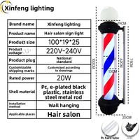 Poteau de Barbier Rotatif en Plastique pour Salon de Coiffure, Enseigne Murale Extérieure