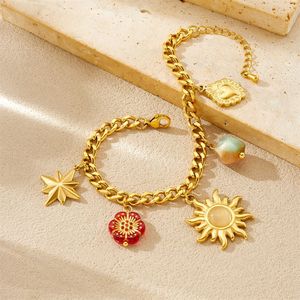 Gold Plated Retro Sun Star Geometric Acrylic <b>Beaded</b> Jewelry <b>Set</b> For Women Party Fashion - Product Image 3