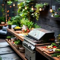 Îlot de barbecue haute performance en acier inoxydable SUS304 résistant aux intempéries avec cuisine extérieure modulaire professionnelle en CAD