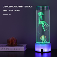 Nouvellement petite taille décor à la maison aménagement paysager transparent RVB changement de couleur base enfants cadeau créatif nouveauté méduse lumière led