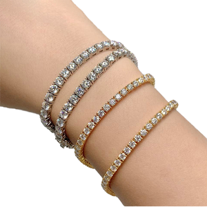 Bracelet tennis en argent sterling 925 pour enfants, moissanite D VVS, design géométrique, tailles 2 mm-6,5 mm, cadeau idéal - Product Image 1