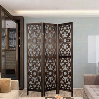 Paravent en bois brun exquis à 3 panneaux, paravent rétro, design rétro pour la décoration de la maison, paravent tendance