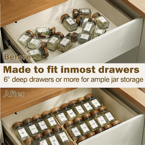 Étagère à épices <span class=keywords><strong>extensible</strong></span> à 3 niveaux en bambou, organisateur de tiroirs pour le rangement des herbes dans les armoires de cuisine - Product Image 5