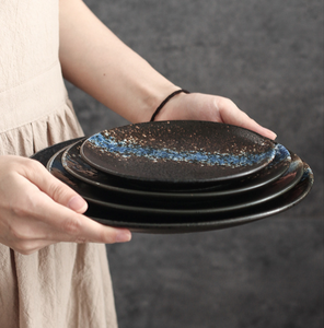 Assiettes à dîner en céramique <span class=keywords><strong>de</strong></span> style japonais minimaliste, personnalisables, écologiques, 6 pouces, 8 pouces, 9 pouces, pour le petit-déjeuner, le steak, les nouilles - Product Image 6