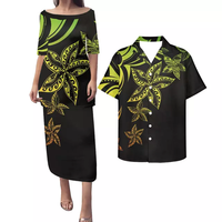 Chemises pour hommes et femmes, robes pour femmes, élégantes, personnalisées, polynésienne, tatouage Tribal traditionnel, Couple Samoan, tenues assorties