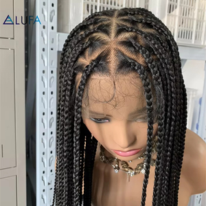 DX610 Hot Selling Transparent Full Lace Corn Braided <strong>Wigs</strong> for Black Women Synthetic Hair Glueless Boho Box <strong>Braids</strong> <strong>Wig</strong> 30 Inch - Product Image 2