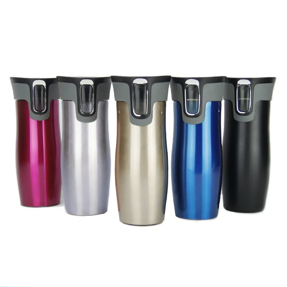 Homefish ODM Double Layer 304 Stainless Steel Creative Vacuum Coffee Cup One-Key Drinking Car Cup Portable Tumbler With Straw