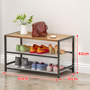 <span class=keywords><strong>Zapatero</strong></span> de hierro forjado para el hogar, organizador <span class=keywords><strong>Industrial</strong></span> moderno de madera - Product Image 6