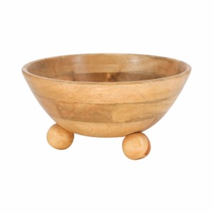 Ciotola Decorativa in Legno di Mango Rotonda a 3 Gambe, Centrotavola Moderno per Casa, Accessorio per Cucina e Tavolino da Caffè - Product Image 2