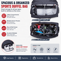 Sac de transport à roulettes pour équipement de hockey sur glace, en polyester, 30-40L, durable, respirant, organisation
