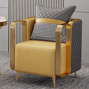 Fauteuil individuel de luxe moderne avec structure en métal doré et revêtement en tissu pour appartement et hall d'hôtel - Product Image 2