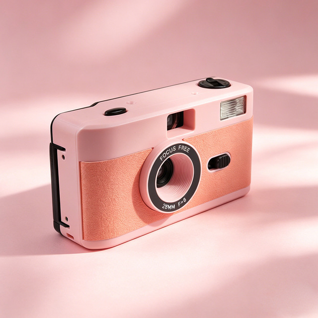 35mm Reusable Film Camera 135 Compatible Point and Shoot Built-in Flash Manual Wind for Travel Vintage Photography Students