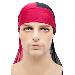 Gorro Turbante de Cola Larga de Dos Colores, Directo de Fábrica, Gorro Elástico para el Cuidado del Cabello, Durags Sedosos para Hombre, 12 Colores - Product Image 3