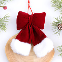 Weihnachtliche Flanell-Großschleife als Baumschmuck für Weihnachten, Feiertage, Zuhause, Partys, Hochzeiten, Fenster- und Türdekoration, Großhandel, Rotes Band