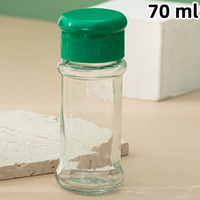 Bouteille de poivre en verre d'assaisonnement ronde transparente de 70ml vide avec bouchon en plastique