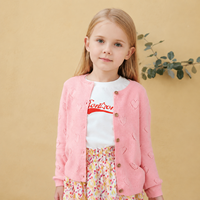 Pull-over pour enfants en coton doux 100% avec motifs cœurs ajourés, boutons sur le devant, nouvelle collection printemps, pour filles, OEM ODM