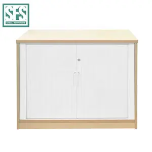 Office Furniture Used Wooden Storage Cabinet Cupboard with PVC Tambour Door and Lock