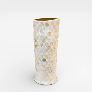 Vase de table élégant en nacre, porte-fleurs décoratif, pot de fleurs incrusté de coquillages pour une décoration de salon de luxe - Product Image 4