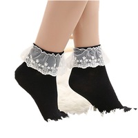 Chaussettes de cheville en dentelle blanche Chaussettes mi-mollet Printemps et automne Chaussettes colorées antidérapantes pour femmes