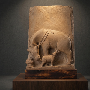 Figurine architecturale historique de Kamdhenu – Reproduction d'art ancien du XIIe siècle - Product Image 1